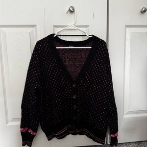 Torrid Black and Pink Women's Cardigan Sweater
